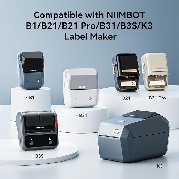 NIIMBOT Labels, 2 Rolls Refill Thermal Label for Label Maker B1/B21/B21Pro/B3S/B31/K3, Waterproof, Oil-Proof and Tear-Proof Sticker Labels, 1.57'' x 0.6''x2(40x15mmx2) Clear