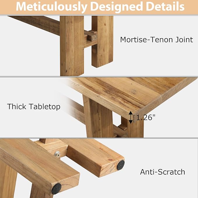 Reclaimed Solid Wood Bench, 43.3" Farmhouse Entryway Bench for Hallway, Kitchen, Dining, Bedroom, Narrow Indoor Bench with Rustic Charm