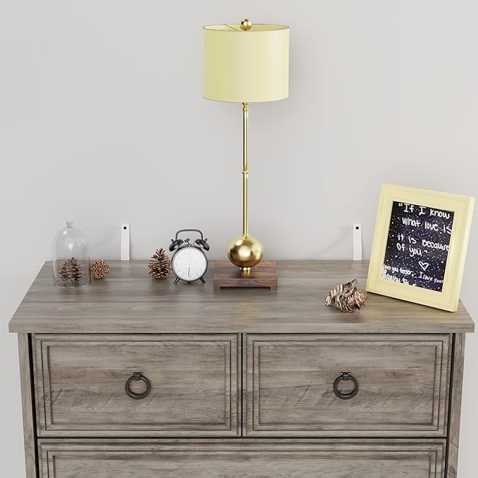 LGHM Modern 6 Drawer Dresser, Dressers for Bedroom, 44.33" Tall Chest of Drawers Closet Organizers & Storage Clothes - Easy Pull Handle, Textured Borders Living Room, Hallway, Gray