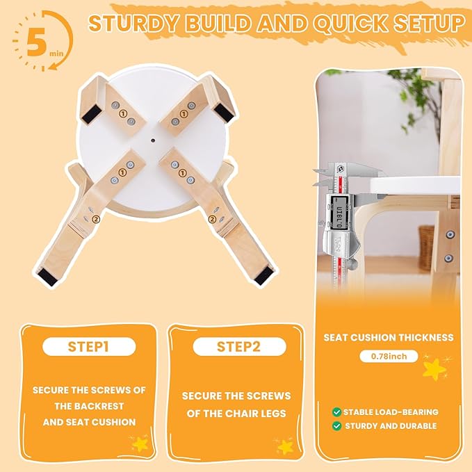 Swegrow Wooden Kids Chair, Toddler Chair for Table, Kids Stackable Chairs, Kid Wooden Furniture for Family/Playroom/Classroom(Set of 2-White)