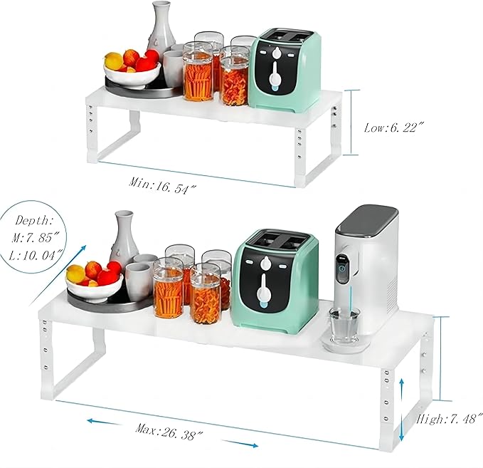 Expandable Spice Rack Organizion for Kitchen Cabinet, Seasoning,Bathroom Organizer Display Shelf, Stackable Multi-Purpose Shelves.Easy-to-Install(3Packs/White,Medium