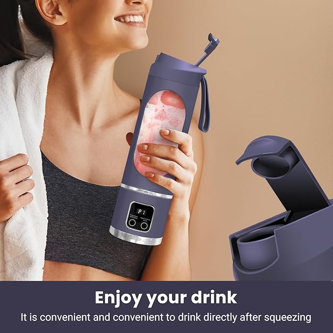 Portable Personal Electric Blender,500ML Portable Shakes and Smoothies Blender,Small Blenders、Mixing、Compact、Convenient and Versatile(Purple)