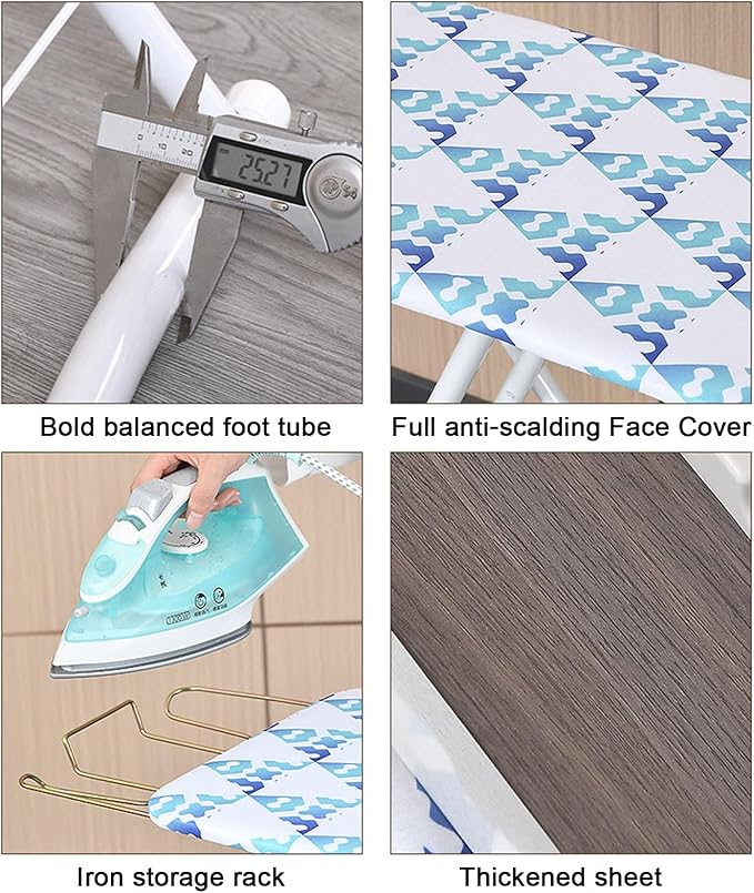 Ironing Board Full Size with 4 Layered Cover & Pad, Foldable Ironing Board Extended Outside Height Adjustable up to 36" Features, 4 Steel Legs, for Home Laundry Room (42 * 12