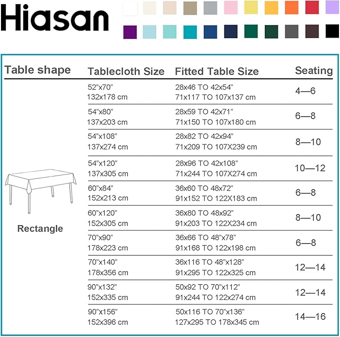 Hiasan Light Gray Rectangle Tablecloth - Waterproof Spillproof and Wrinkle Resistant Washable Polyester Table Cloth for Dining Party, 54 x 80 inch