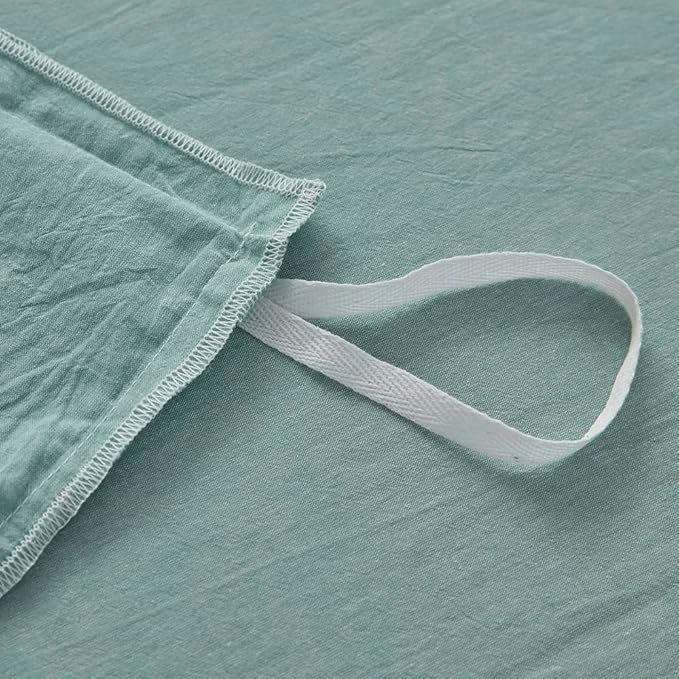 FACE TWO FACE Bedding Duvet Cover Set100% Washed Cotton Duvet Cover Linen Like Textured Breathable Durable Soft Comfy (Queen, Dusty Blue)