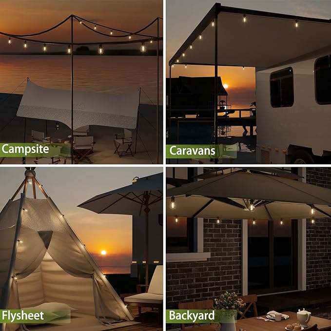 Outdoor String Lights 50 ft, LED Grobe Patio Lights with 27(25+2 Spare G40 Shatterproof Bulbs, IP 65 Waterproof, Outside Hanging Light for Cafe Bistro Backyard