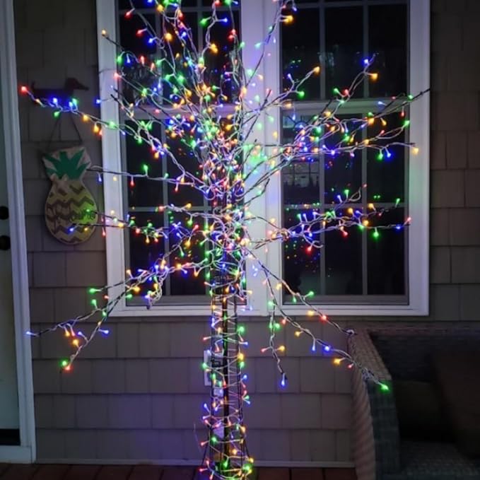 QITONG 165ft 500 LED String Lights Outdoor Waterproof, Multicolor Christmas Light with 8 Modes, Clear Wire Indoor Christmas Tree Lights Plug-in