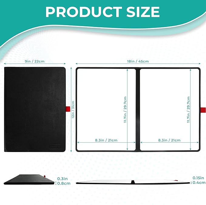 Double-Sided Whiteboard - Portable, 12" x 9" Dry Erase Boards with 3 Markers, Eraser and Stylish Red Elastic Pen Tray for Office, Education and Home (Double-A4 Pink)