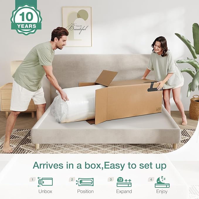 Novilla King Size Mattress, 10 Inch Memory Foam Mattress King for Pressure Relief & Comfort Sleep, Removable Washable Cover,CertiPUR-US Certified Mattresses in a Box, Plush