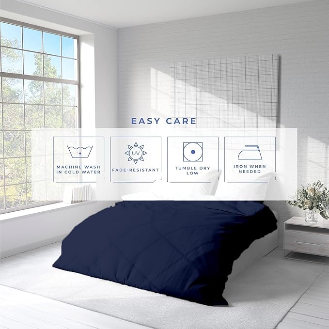 Kotton Culture 120"x120" 3 Pc Super King Plus/Super Oversize King Duvet Cover Set 100% Egyptian Cotton - 600 TC, Zipper Closure & Corner Ties - Fits Only Extra Large Inserts - Navy Blue
