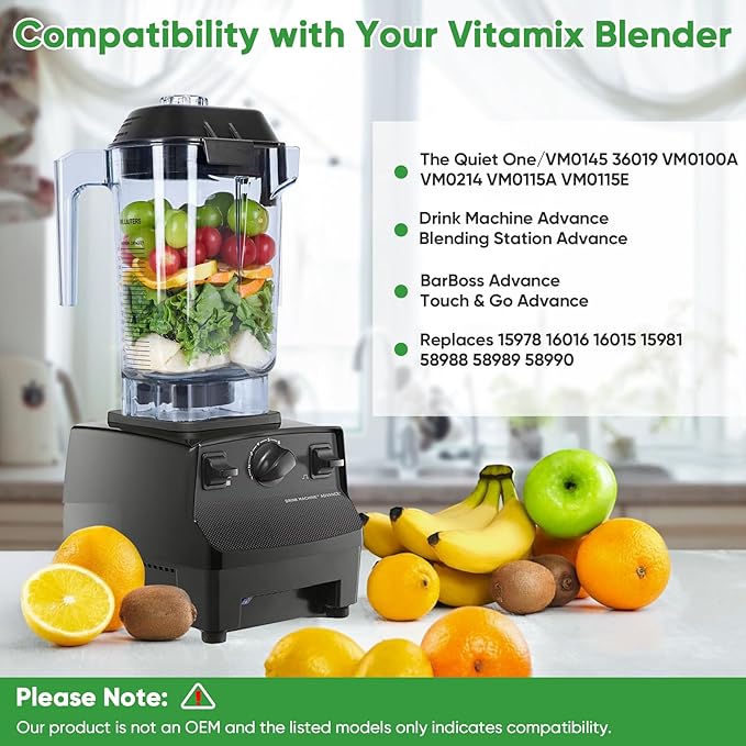 For Vitamix Blender Pitcher 48oz, Upgrade Replacement Pitcher Container Jar Cup for Vitamix Quiet One VM0145 VM0100A 36019 15978 16016 BarBoss Drink Machine Advance Commercial Blender Pitcher