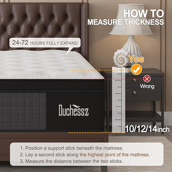 Full Mattress, 10 Inch Hybrid Mattresses Eurotop with Gel Memory Foam,Motion Isolation Individually Wrapped Pocket Coils Breathable Comfort Soft Pressure Relief