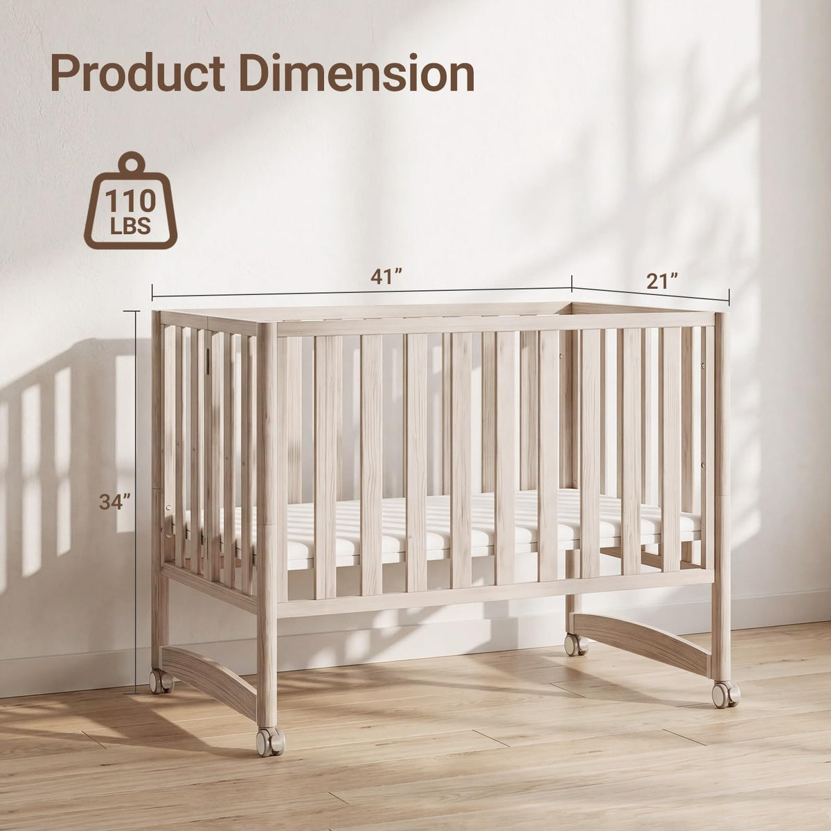 MAMAZING EvoNook 7-in-1 Convertible Baby Mini Crib with Wheels