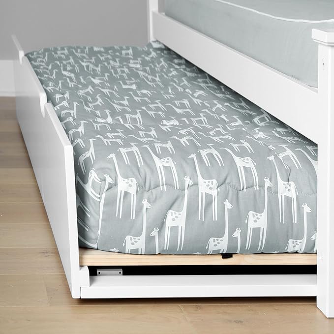 Max & Lily Full Bed, Wood Bed Frame with Headboard For Kids with Trundle, Slatted, White