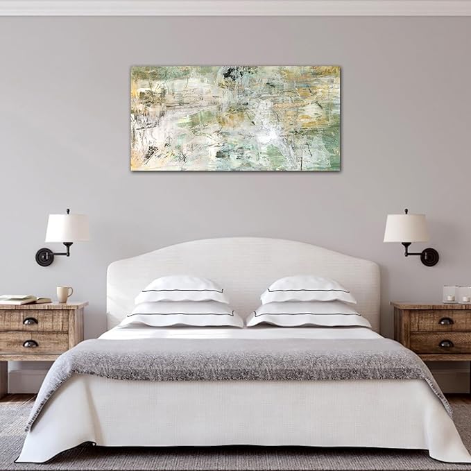 NINEASO Brown Green Abstract Wall Art - Unearthed World Abstract Canvas Pictures Wall Decor Modern Abstract Canvas Painting Artwork for Living Room Bedroom Home Office Wall Decorations 29" x 58"