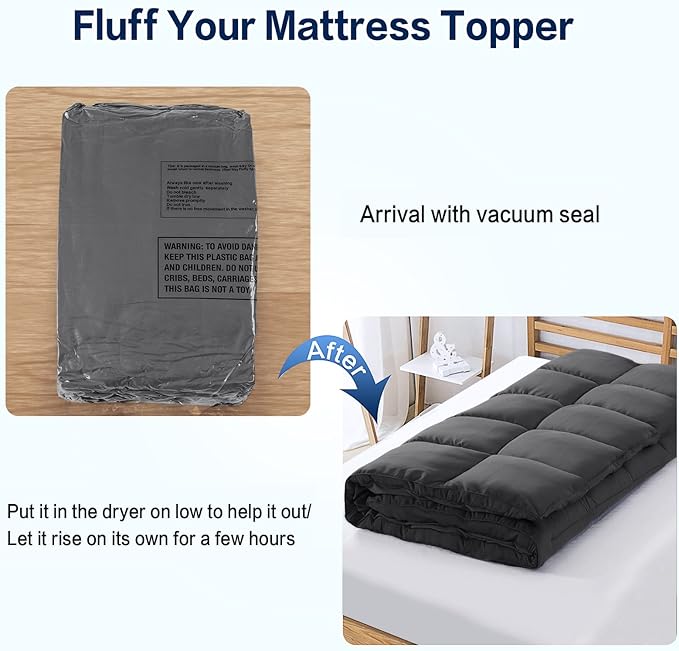 SOPAT Mattress Topper Twin XL Size Extra Thick Mattress Pad 8-21" Deep Pocket Soft Down Alternative Fill Mattress Protector Pillow Top Mattress Cover (39x80 Inches, Dark Grey)