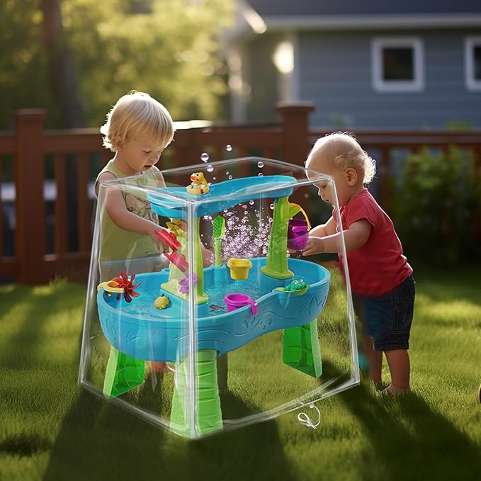Kids Water Table Cover, Fit Step2 Rain Showers Splash Pond Water Table Waterpark Play Table Outdoor Toys Cover - (Cover Only) Transparent PVC (Transparent)