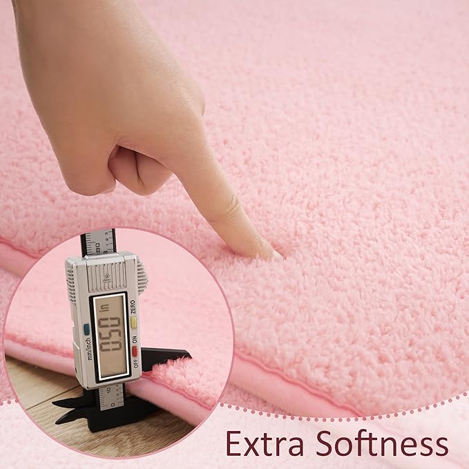Soft Runner Rugs for Bedroom 2x6, Non Slip Runners for Hallway Kitchen Laundry Dorm Washable, Minimalist Low Pile Long Rugs for Boys Men Girls Kids, Pink