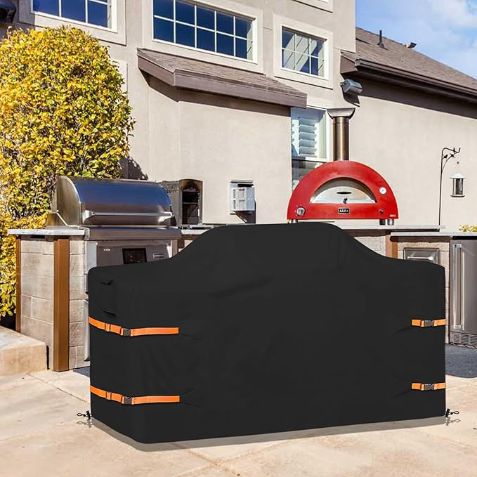 86 in Island Grill Cover,86 Inch Island BBQ Grill Head Cover,Heavy Duty Waterproof Outdoor Grill Cover,Black