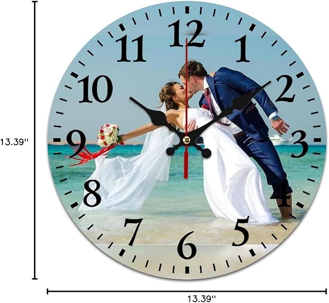 Custom Wall Clock, Personalized Wall Clock with Photo/Image Text Non-Ticking Clock Silent Customized Digital Wall Clocks Customized Gift for Living Room Kitchen Bathroom Home Decor 13.39''