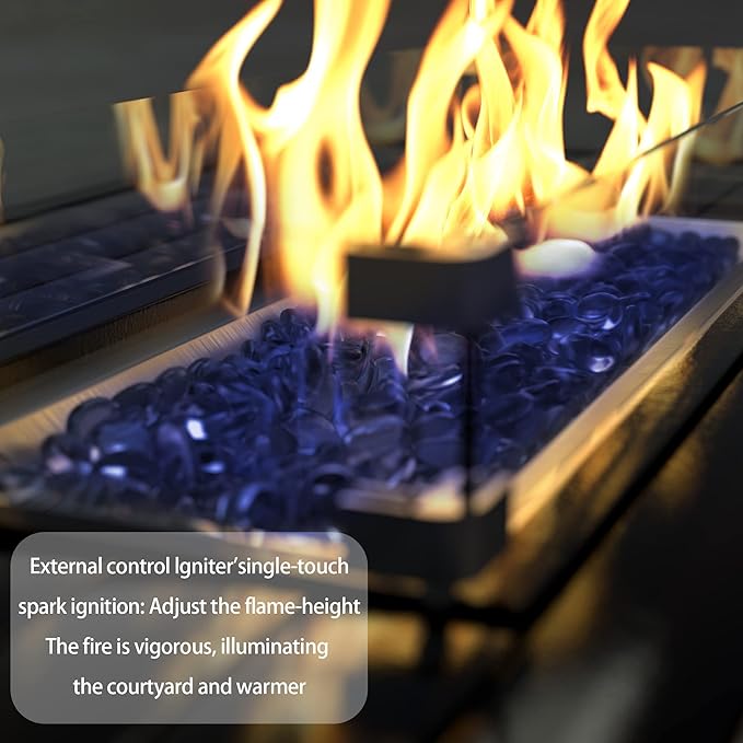 Kurapika 8 Pieces Patio Furniture Set, Rattan Wicker Outdoor Conversation Sets w/43in Propane Fire Pit Table and 4 Inch Cushion(Red)