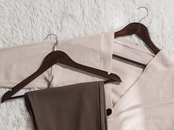 StorageWorks Wooden Hangers, Wood Coat Hanger for Coats, Shirts, Jackets, Pants, Suits, Walnut Color, 20 Pack