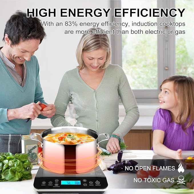 Duxtop Ceramic Non-stick Frying Pan, Stainless Steel & Portable Induction Cooktop, Countertop Burner Induction Hot Plate & Professional Stainless Steel Sauce Pan with Lid, Kitchen Cookware