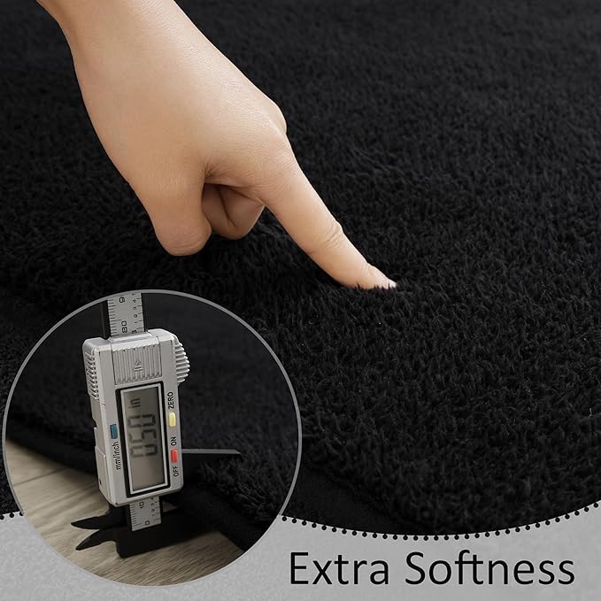 Soft Rugs for Living Room 6x9 Black, Minimalist Area Rug for Bedroom Nursery Dining Table Dorm, Large Throw Rugs for Men Boys Girls Kids Room Indoor Floor Carpets