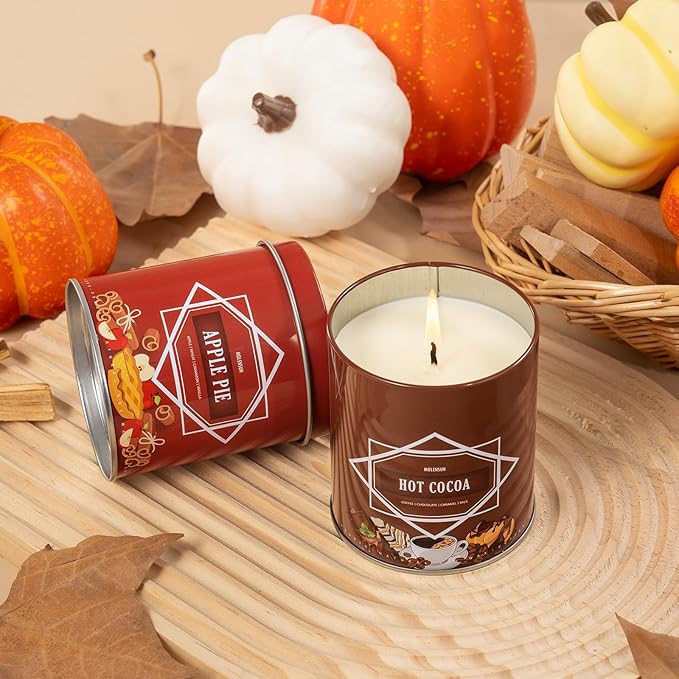 Fall Scented Candle β Apple Pie Soy Candle 9oz, 50 Hour Burn, Non-Toxic Autumn Decor, Holiday Gift for Women & Men