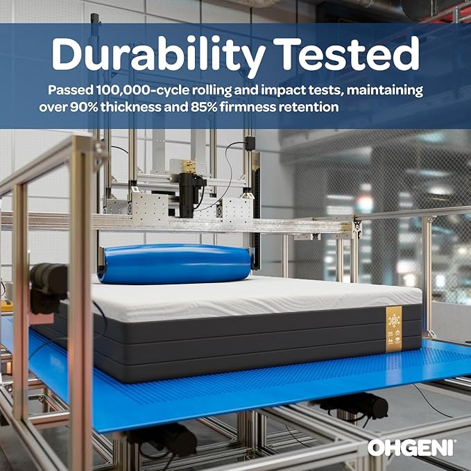 OhGeni 12 Inch Queen Size Mattress, Cooling Gel Memory Foam Bed Mattresses in a Box, Cool Touch Surface, Medium Feel, Ergonomic Support, Pressure Relief, CertiPUR-US Certified Foam, Designed in USA