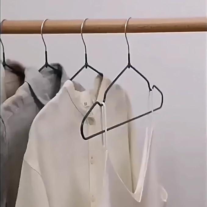 Stainless Steel Heavy Duty Hangers - Non-Slip Rubber Coated, Space Saving Ultra Thin Design for Coats, Pants & Dresses (32 Pack, Black)