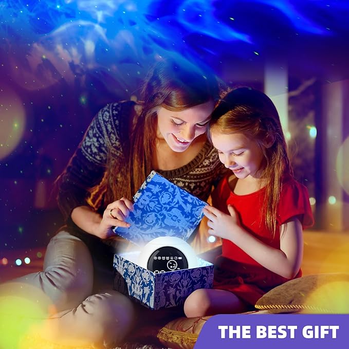 LitEnergy Alarm Clock Star Projector for Kids Bedroom, Bluetooth Speaker and White Noise Galaxy Lamp, Starry Night Light with Timer and Remote Control for Room Decor, Home Theater, Ceiling