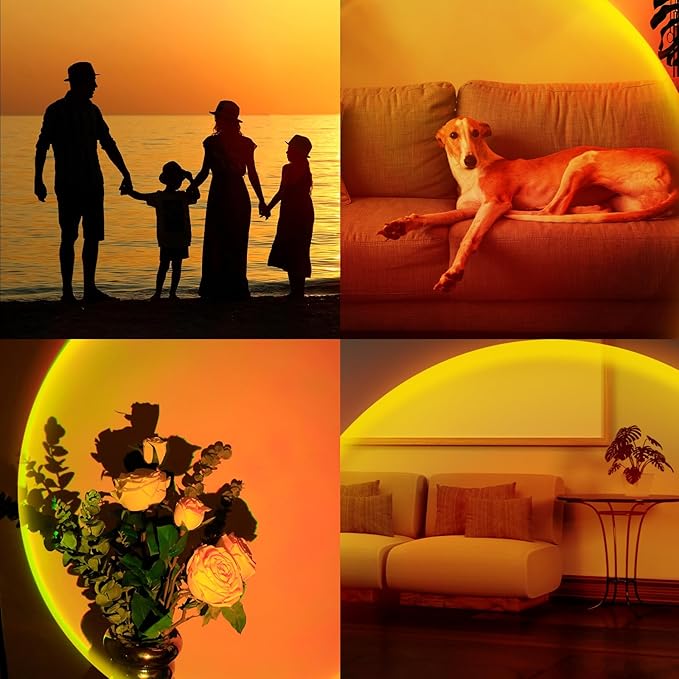 Sunset Lamp Projector,360 Degree Rotation Sunset Lights for Bedroom, Led Lamp with USB Port for Home Decor, Sunset Lamps for Room Decor,Photography,Tiktok Live