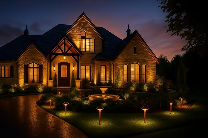LED Pathway 126 Landscape Light 12V Solid Copper Low Voltage 4W G4 LED Light Bulb Warm White Included Outdoor Mushroom Security Garden Patio Area Light for Beautiful Bright Long Lasting