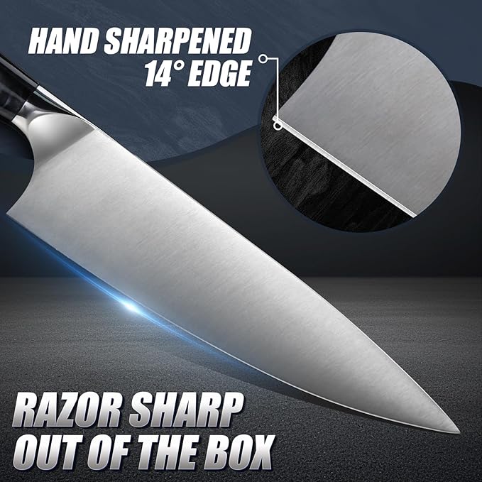 Huusk Father's Day Gifts for Dad, 8" Chef Knife for Kitchen, Gift for Father's Day, Best Dad Ever Gift, Stainless Kitchen Knife with Resin Handle, Full Tang Cooking Knives, Gifts Box