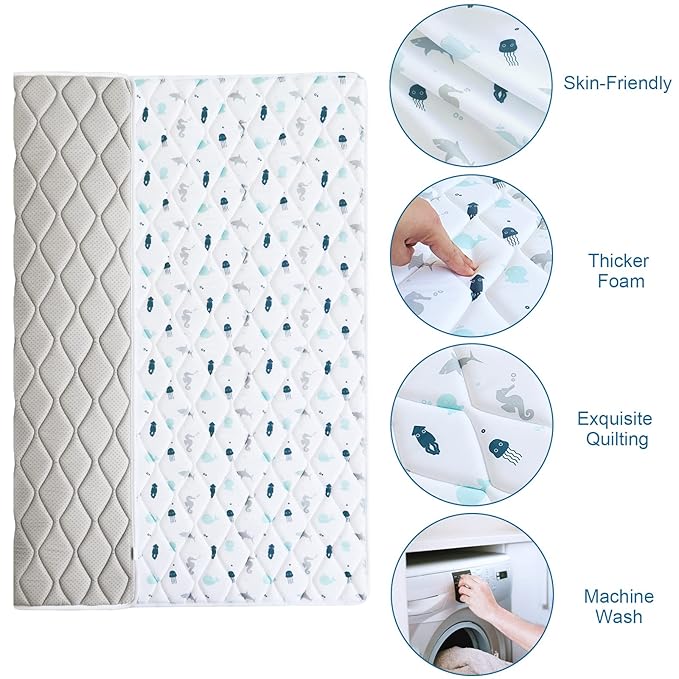 Premium Foam Baby Play Mat 50" X 50", Play Mat for Babies and Toddlers, Baby Floor Play Mat Non Slip Cushioned, Kids Play Mat for Playpen, Thick One-Piece Crawling Mat, Easy Clean, Whale