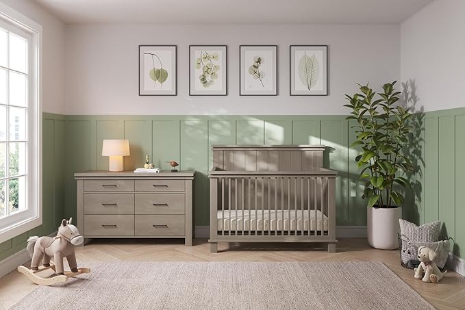 Child Craft Denman 4-in-1 Convertible Crib, Baby Crib Converts to Day Bed, Toddler Bed and Full Size Bed, 3 Adjustable Mattress Positions, Non-Toxic, Baby Safe Finish (Crescent Gray)