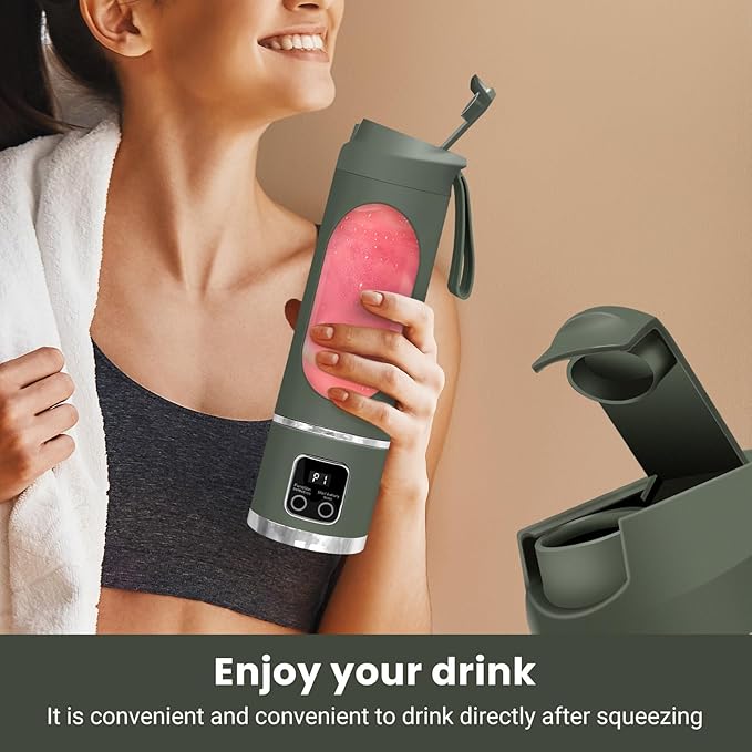 Portable Personal Electric Blender,500ML Portable Shakes and Smoothies Blender,Small Blenders、Mixing、Compact、Convenient and Versatile(Green)