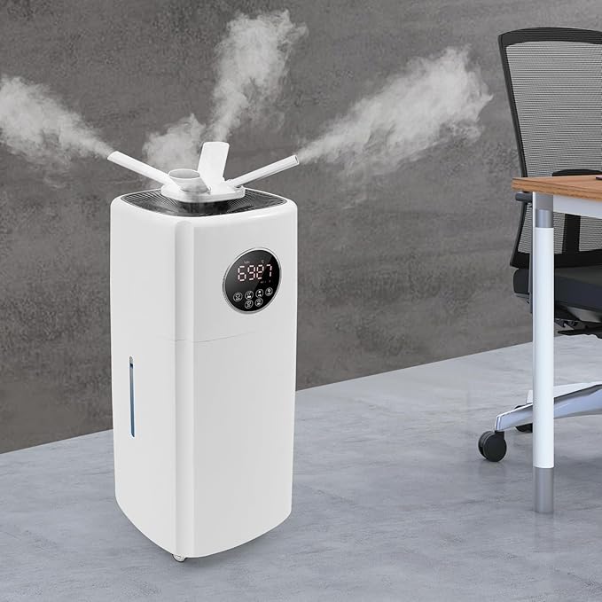 21L Commercial Humidifier for Large Room, 5.5Gal Whole House Ultrasonic Humidifier w/ 3 Mist Levels & Remote Control & Wheels &12-Hour Timer Top Fill for Home 3200ft²
