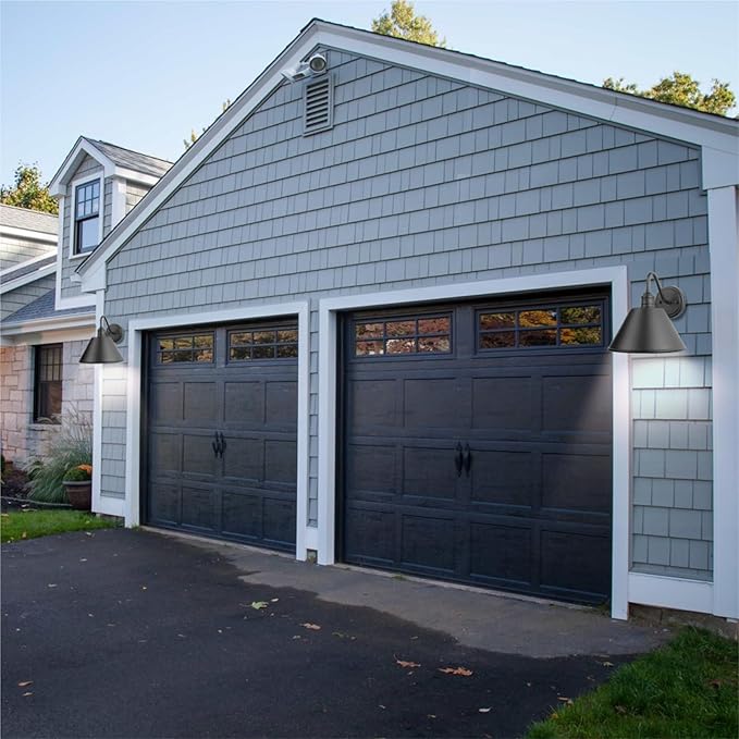 10 Inch Gooseneck Outdoor Light Fixtures, Outdoor Wall Sconces, Farmhouse Barn Light, Matte Black Wall Light Fixture, Waterproof & Anti-Rust, for Porch, Garage, Patio, Garden, 2-Pack