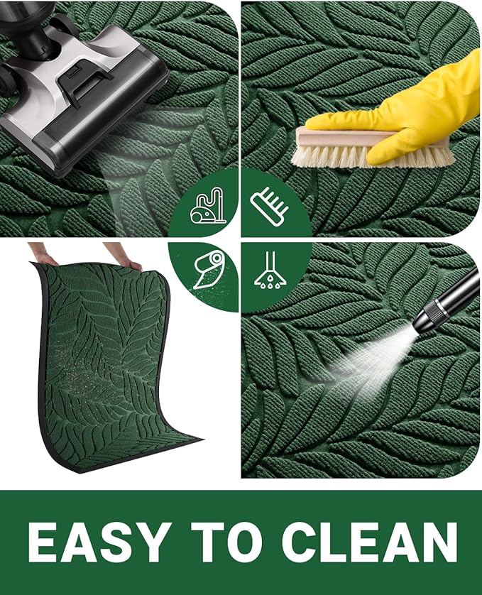 Yimobra Front Door Mat Outdoor Indoor, 47x32 All-Season Waterproof Welcome Mat, All-Weather Outside Entrance Mat, Non-Slip Patio Porch Doormat, Low Profile, Fade Resistant, Green