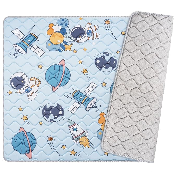 Baby Play Mat, 50’’ x 50’’ Soft Baby Floor Mat Thicker Foam Play Mat for Babies, Foldable Baby Playpen Mat Crawling Mat, Non-Slip & Machine Washable, Cushioned Play Mat for Babies (Space Design)