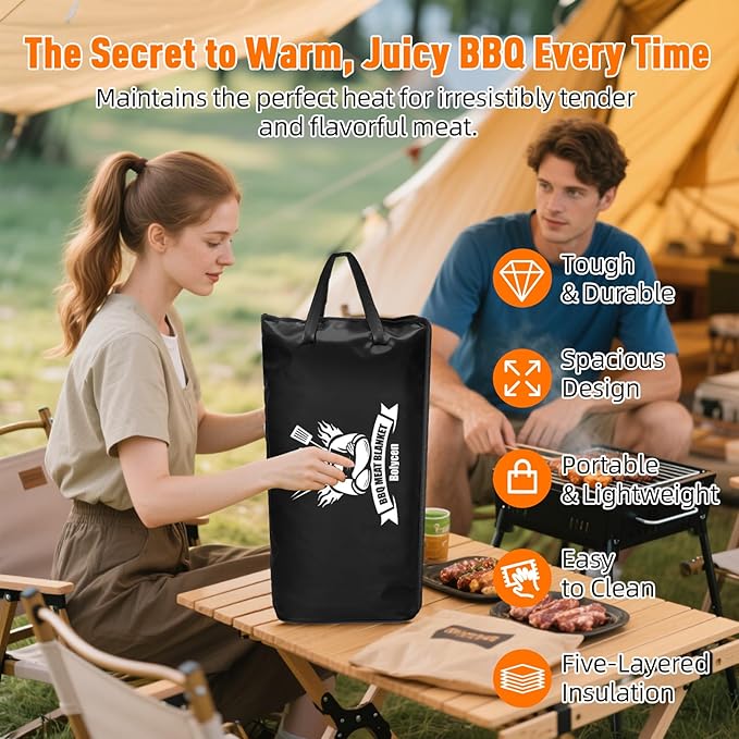 Upgraded BBQ Blanket for Resting Meat,Smoker Accessories Brisket Blanket, Insulated Meat Resting Bag with Wide Mouth for Steaks/Pork Shoulders/Turkeys, BBQ Accessories Grilling Gifts for Men (23inch)