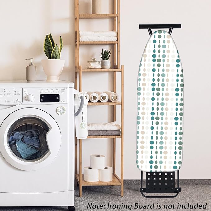 BNDX Extra-Wide Ironing Board Cover - Standard Size 18x49, Extra Thick and Durable Padding,Full Size-Heat and Stain-Resistant, Upgrade Drawstring Tightening - Easy Installation