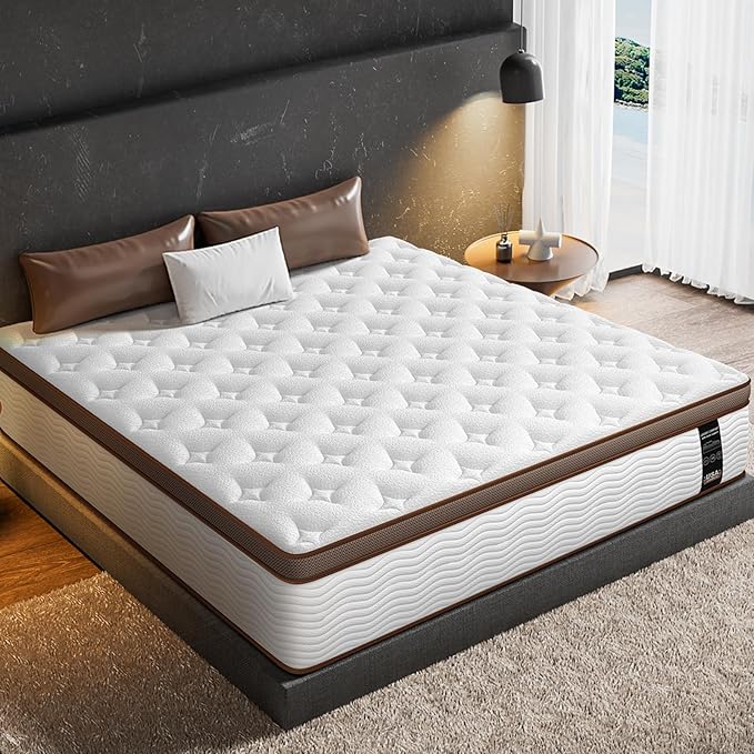 BedStory King Size Mattress 14 Inch - Medium Firm Hybrid Mattress with Optimal Spine Alignment and Motion Isolation - 800+ 2.0mm Pocket Springs, Fiberglass-Free, CertiPUR-US Certified