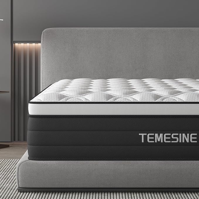 Full Size Mattress, 14 Inch Hybrid Mattress in a Box with Individual Pocket Spring, Gel Memory Foam and Euro Top, Medium Firm Feel with Motion Isolation, Pressure Relief, Edge Support, Black