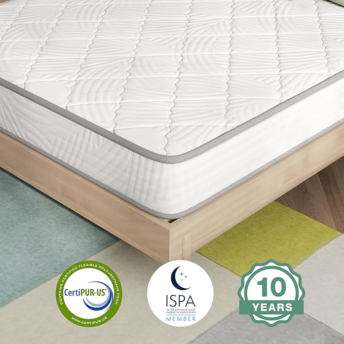 Novilla Full Size Mattress, 8 inch Hybrid Full Mattresses in a Box, Innerspring Mattress for Back Pain Relief, Supportive Mattresses with Comfortable & Breathable Foam, Certipur-Us Certified