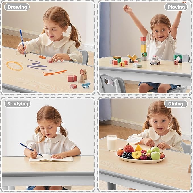 Toddler Table, 7 Level Height Adjustable Kids Play Furniture for Ages 3-8, Rectangular Plastic, 23.6" W x31.5 L, Multi-Activity Desk with Graffiti Desktop for Home & Daycare