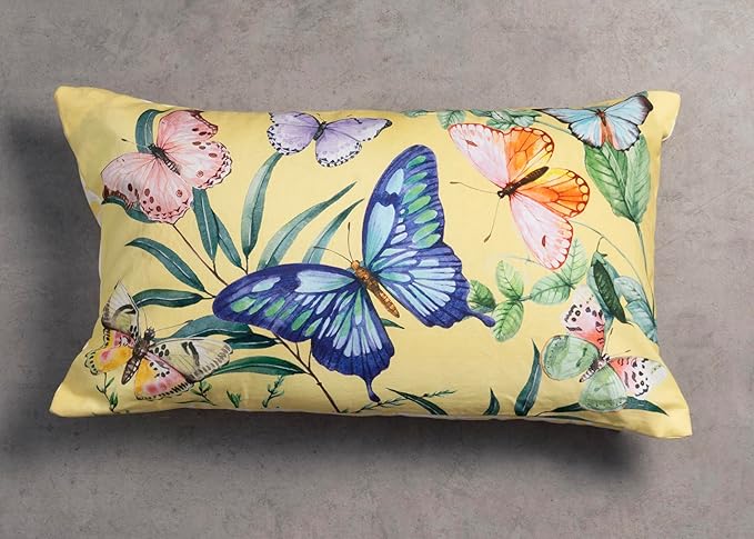 Maison d' Hermine Decorative Pillow Covers 12x20 Inch Rectangle 100% Cotton Throw Pillow Covers with Invisible Zipper for Living Room Couch, Chair, Sofas, Bedroom, Home (Hesperides - Papillon)