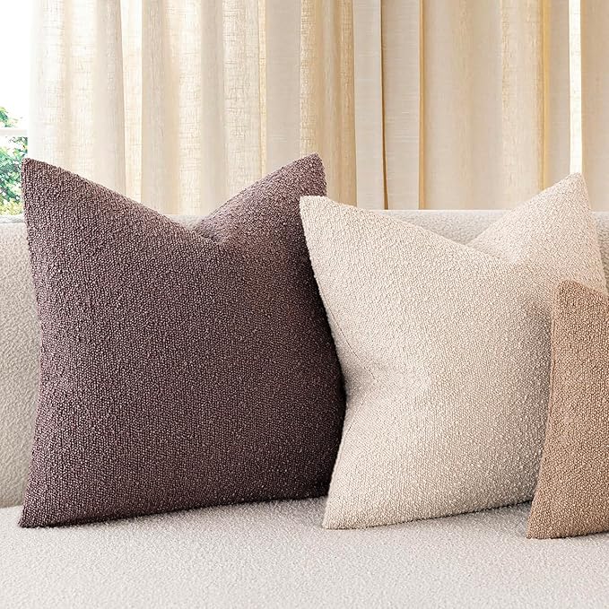 Foindtower Pack of 2 Textured Boucle Throw Pillow Covers Accent Solid Decorative Lumbar Pillow Cases Cozy Soft Couch Cushion Case for Chair Sofa Bedroom Living Room Home Decor 12x20 Inch Dark Purple